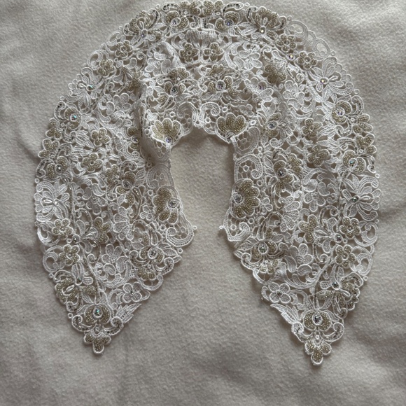 Bejeweled & Beaded Lace Collar, Vintage 70s - Picture 2 of 3